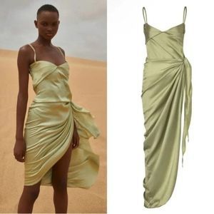 Baobab Selma Dress in Grape Green Asymmetrical Wrap Maxi Large